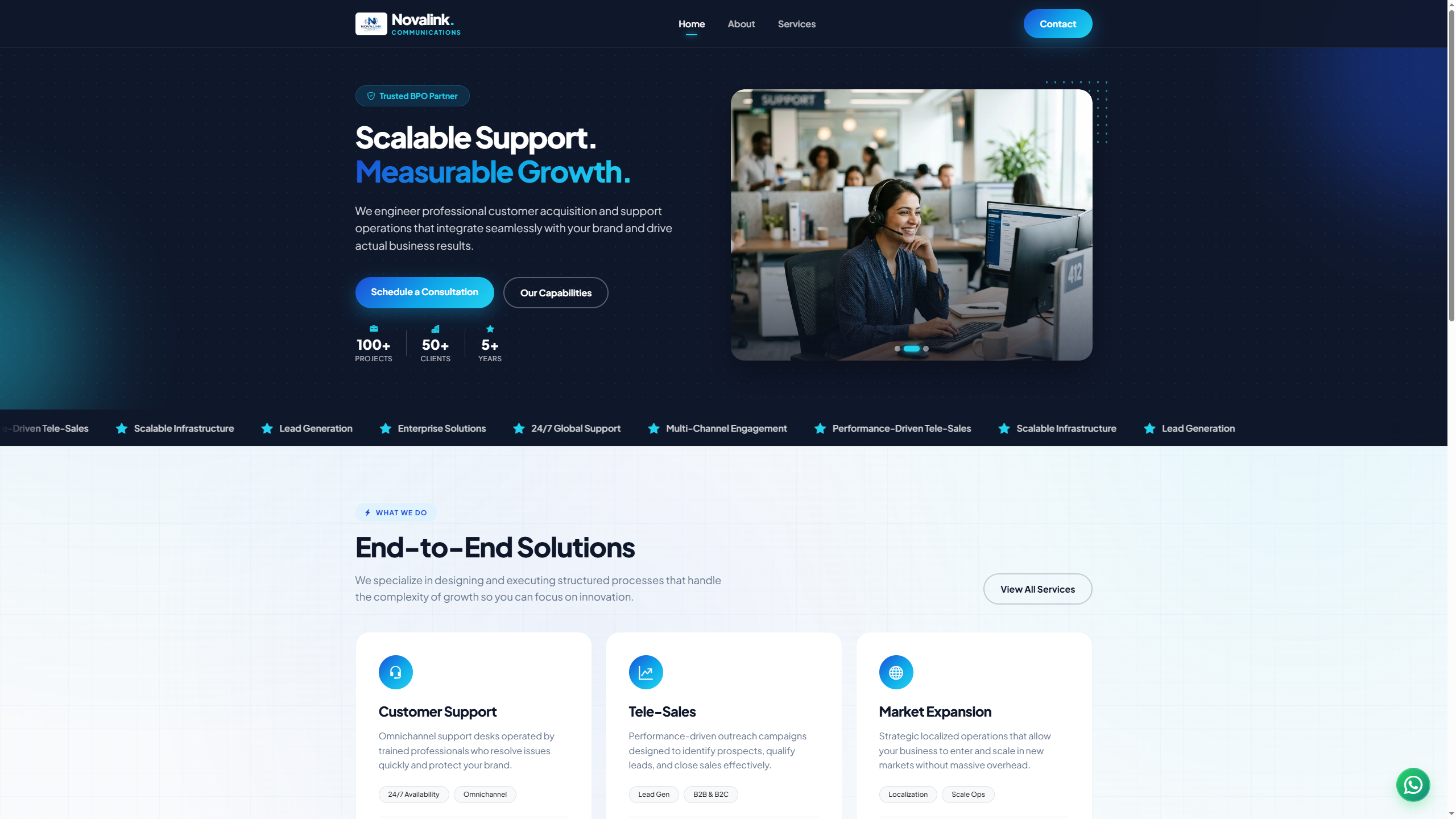 Novalink Communications BPO & Call Center Corporate Web Portal